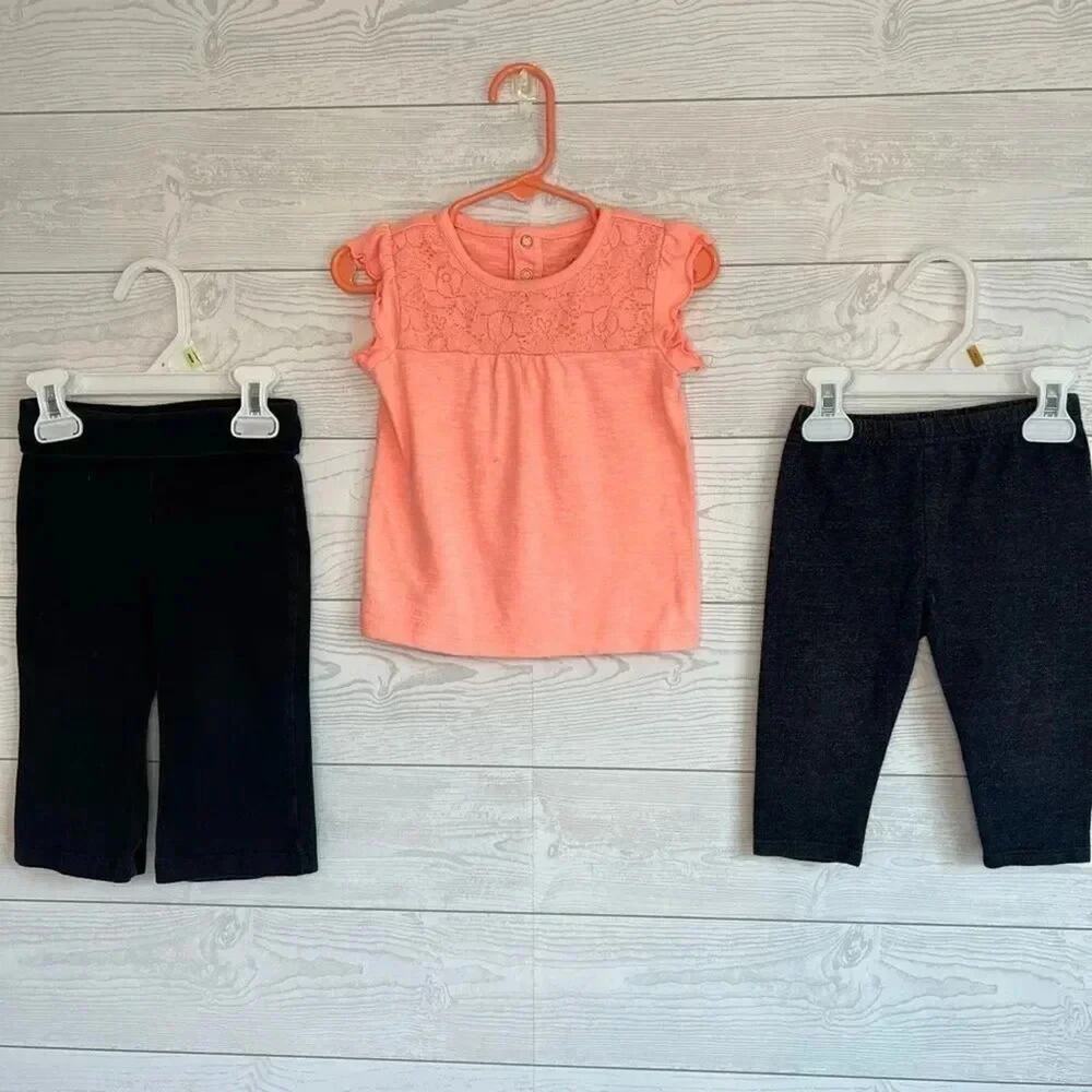 Jumping Beans toddler girl’s 3 piece bundle top/2 pants Size 12 months